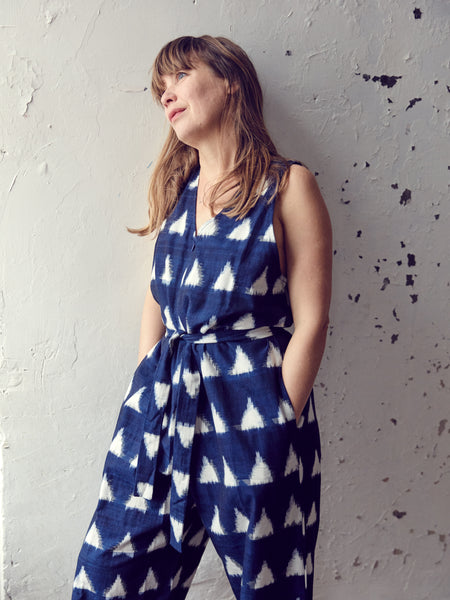NAVY IKAT JUMPSUIT
