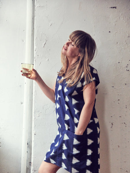 NAVY IKAT LOVE DRESS